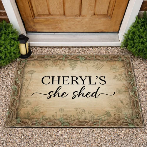 Personalized She Shed Wildflowers Natural Fibers Rustic Wood - Home Decor Gift for Crafting Lovers