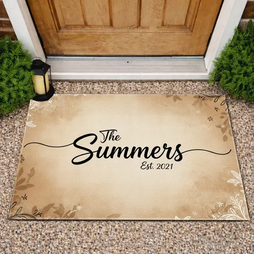 Custom Text Warm Textured Canvas Housewarming Gift Doormat