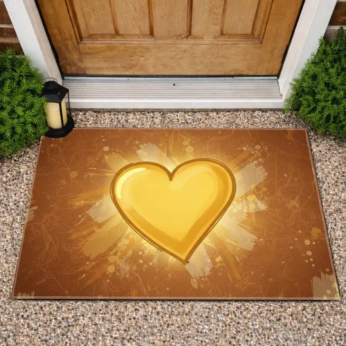 Prominent Expressive Yellow Heart Golden Glow - Home Decor Gift Doormat