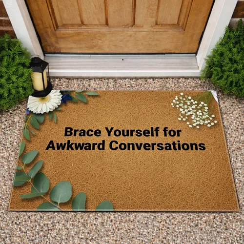 Brace Yourself Awkward Conversations Quote Eucalyptus Daisy - Home Decor Gift Doormat