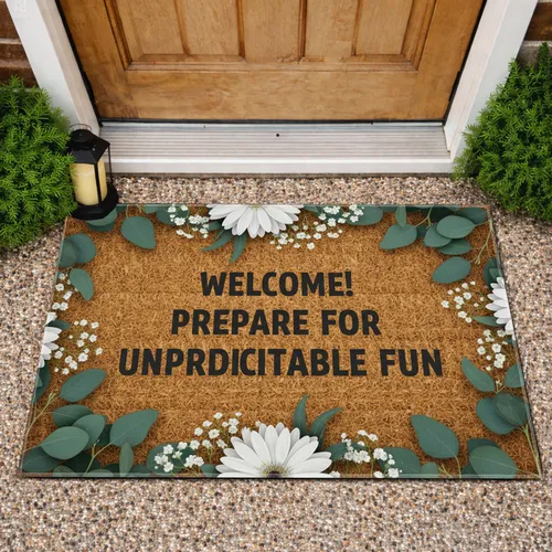 Welcome Fun Eucalyptus Floral - Everyday Home Decor Gift Doormat