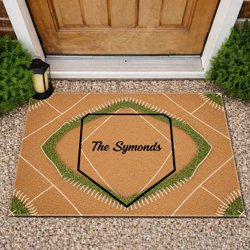 Custom Family Name Baseball Home Plate - Family Sports Fan Home Decor Gift Doormat