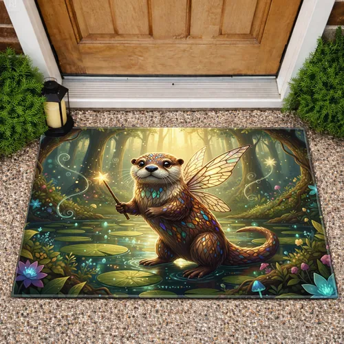 Otter Stained Glass Fairy Wings Magic Wand - Wildlife Lover Gift Doormat