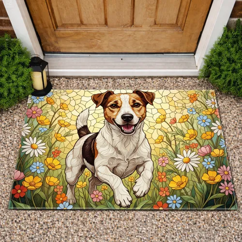 Jack Russell Terrier Wildflower Meadow - Home Decor Gift for Dog Lovers Doormat