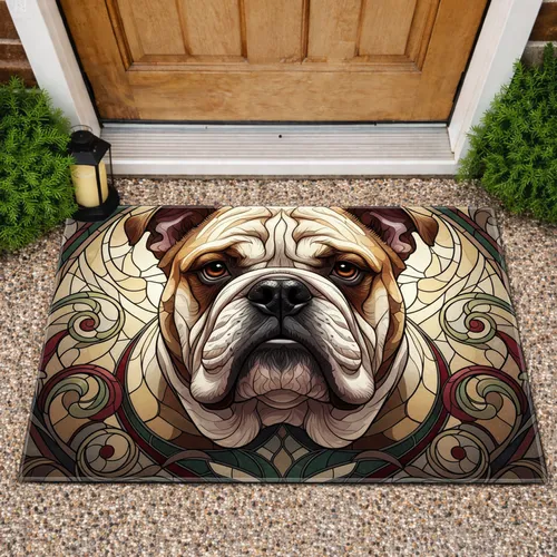 Majestic English Bulldog Stained Glass - Home Decor Gift for Dog Lovers Doormat
