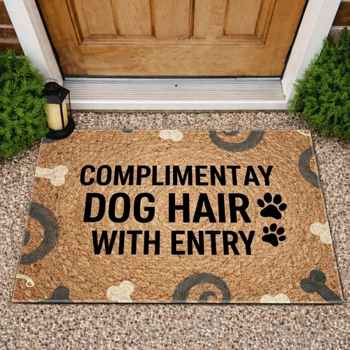 Complimentary Dog Hair Entry Paw Prints - Rustic Home Decor Gift for Dog Lovers Doormat