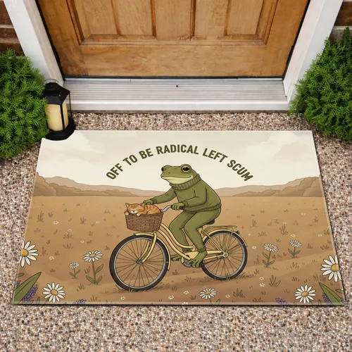 Radical Left Scum Frog Cat Bicycle - Political Statement Home Decor Gift Doormat