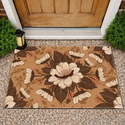 Blooming Flowers Berries Leaves - Organic Nature Lover Home Decor Gift Doormat