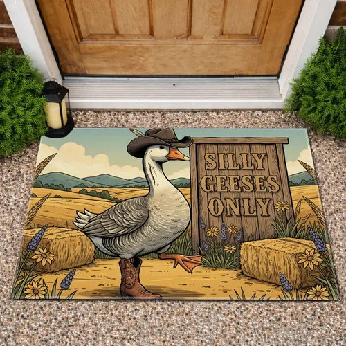 Silly Geese Only Cowboy Goose - Funny Farm Animal Decor Gift Doormat