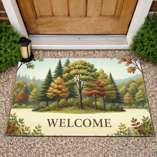Welcome Woodland Forest Trees - Home Decor Outdoor Entrance Gift Doormat