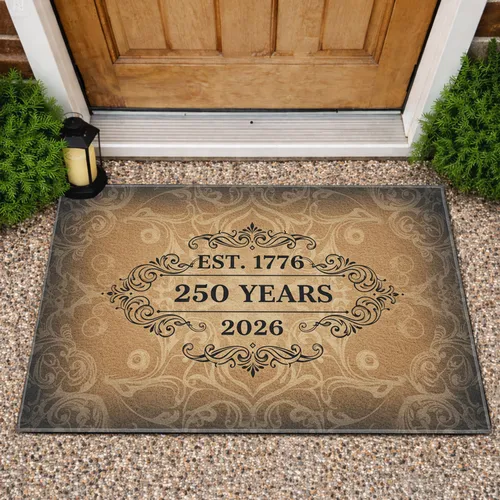 Colonial Scrollwork 1776-2026 - USA 250th Anniversary Independence Day Doormat