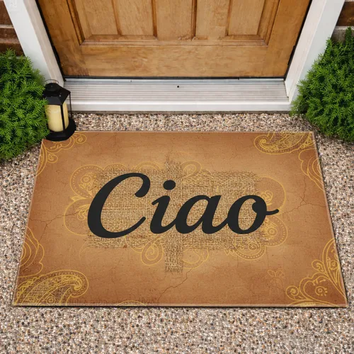 Ciao Cursive Text Rustic Brown - Home Decor Gift Doormat