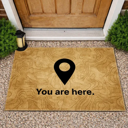 Topographical Map Pin You Are Here - Welcome Home Outdoor Decor Doormat
