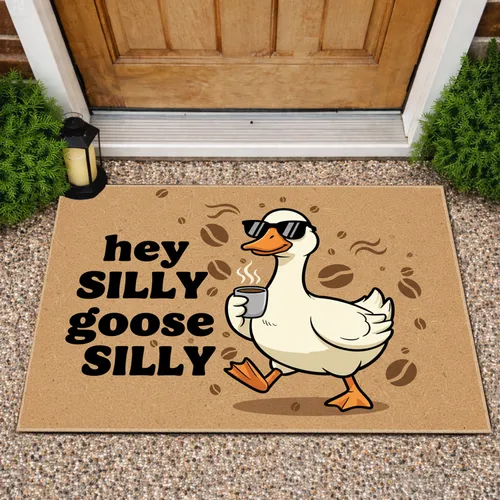 Cartoon Silly Goose Sunglasses Coffee Cup - Home Decor Gift for Coffee Lovers Doormat
