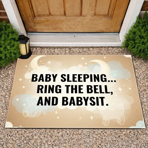 Baby Sleeping Ring Bell Babysit - Quiet Zone Home Decor for New Parents Doormat