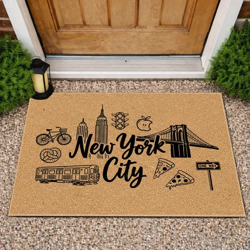 New York City Empire State Building Brooklyn Bridge - Urban Home Decor Gift Doormat