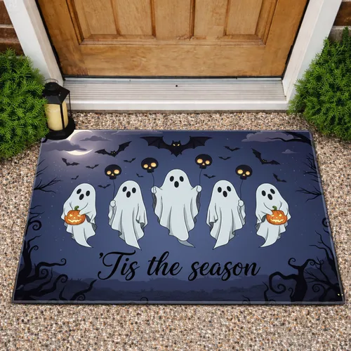Friendly Ghosts 'Tis the Season Jack-o'-Lanterns Bats - Halloween Decor Doormat