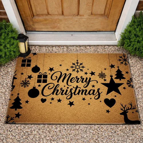 Merry Christmas Ornaments Reindeer Star - Christmas Holiday Home Decor Doormat