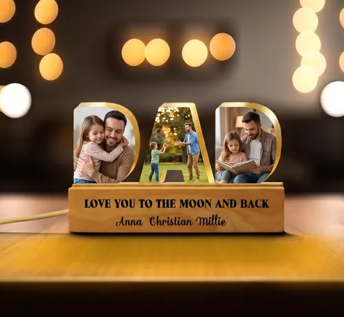 Personalized Dad Photo Collage Night Light, Custom Dad Photo Gift, Father's Day Gift, Gifts for Dad, Best Dad Ever Gifts, Gifts For Husband