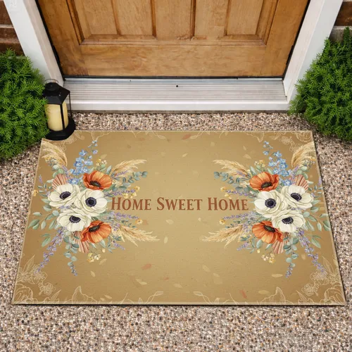 Home Sweet Home Floral Botanical - Rustic Farmhouse Home Decor Gift Doormat