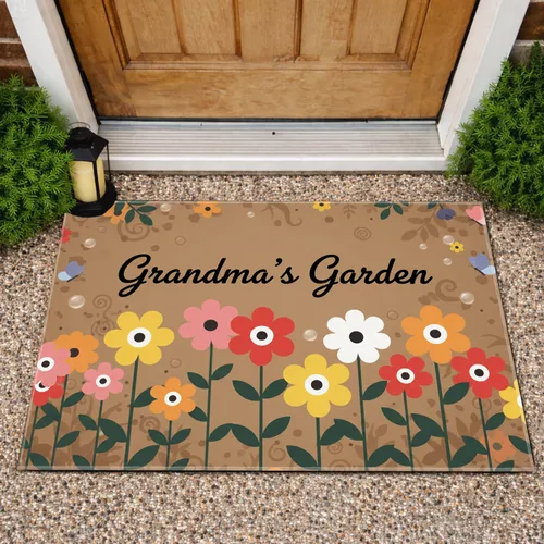 Grandma's Garden Flowers Butterflies - Garden Decor Gift for Grandma Doormat