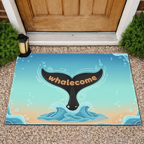 Whalecome Whale Tail Ocean Waves - Ocean Lover Home Decor Gift Doormat