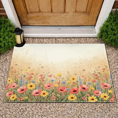 Expansive Blooming Wildflower Field Meadow Natural Landscape - Garden Decor Gift Doormat