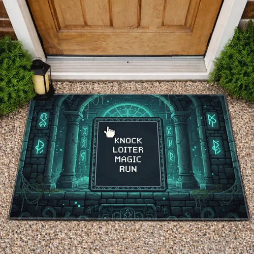 Dungeon Castle Retro RPG Menu Panel - Gamer Room Decor Gift for RPG Fans Doormat