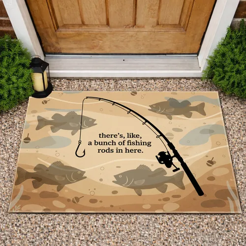 Fishing Rod 'Bunch of Fishing Rods' Quote Fish Lake - Fishing Lover Gift for Anglers Doormat