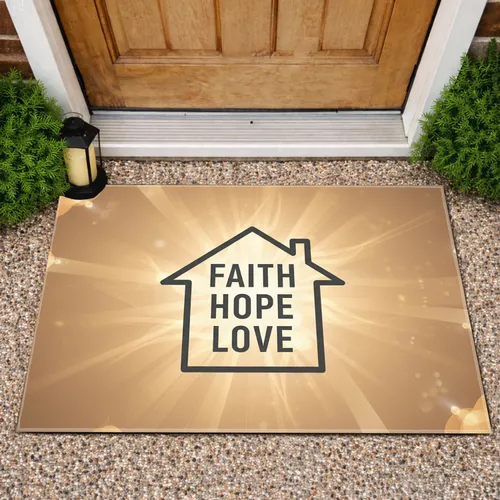 Faith Hope Love House Light Beams - Inspirational Home Decor Gift Doormat