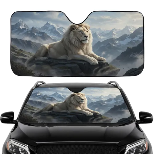 Dramatic Majestic White Lion Snow Mountain Vista - Wildlife Nature Lover Gift Car Sunshade