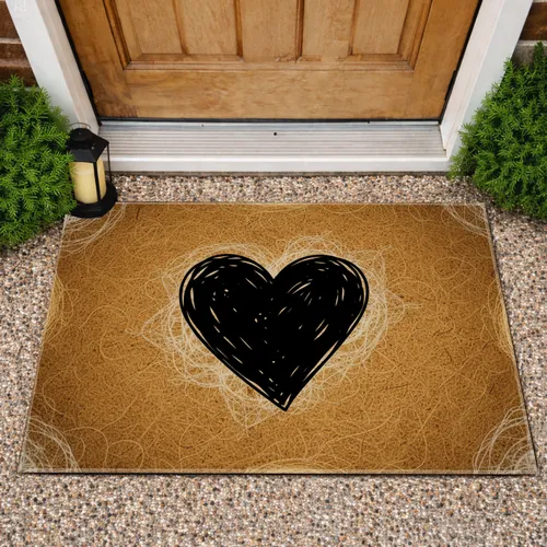 Bold Black Heart - Natural Home Decor Gift Doormat