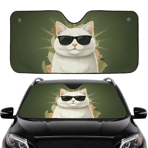 White Shorthair Cat Wayfarer Sunglasses - Car Interior Decor Gift for Auto Owners Car Sunshade