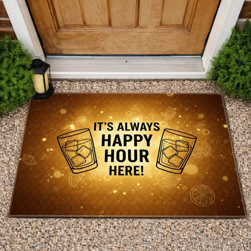 Happy Hour Quote Tumblers - Outdoor Entertaining Decor Gift Doormat