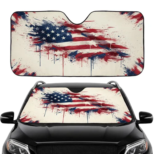 American Flag Paint Splatter Independence Day Celebration Car Sunshade