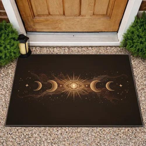 Cosmic All-Seeing Eye Moon Phases Stars - Mystical Home Decor Gift Doormat