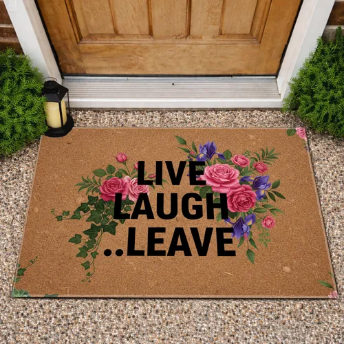 Live Laugh Leave Floral Roses Irises Ivy - Home Decor Gift Doormat