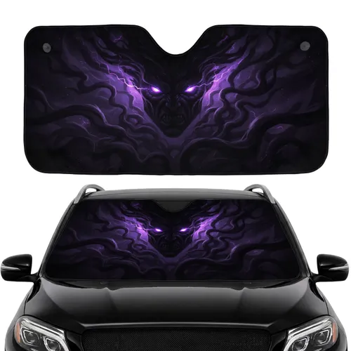 Shadowy Monster Glowing Purple Eyes Dark Smoke Energy - Cinematic Dark Fantasy Decor Car Sunshade