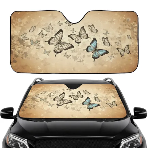 Realistic Butterflies Botanical Silhouettes - Nature Lover Car Decor Gift Car Sunshade