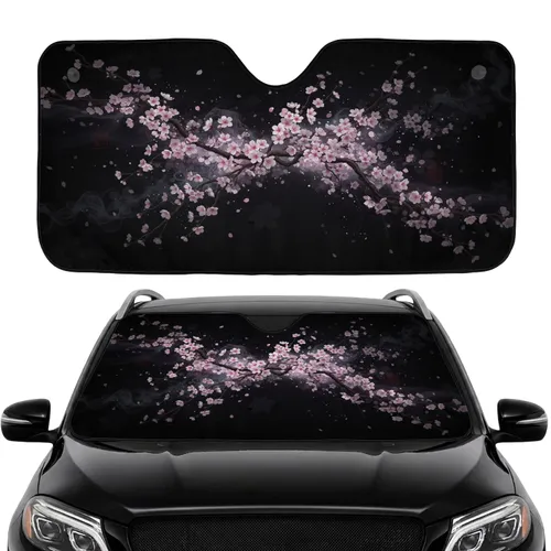 Gnarled Branch Cherry Blossom Sakura Flowers Night Sky - Nature Lover Garden Gift Car Sunshade