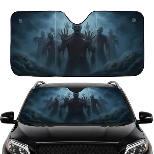 Ghastly Zombie Hands Menacing Fog - Halloween Horror Lover Gift Car Sunshade
