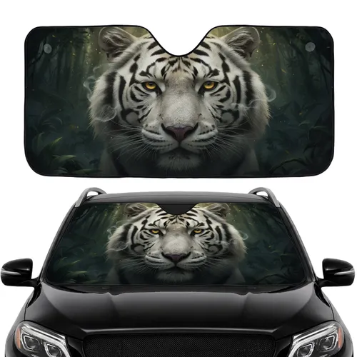 White Tiger Golden Eyes Deep Jungle - Wild Cat Animal Lover Gift Car Sunshade