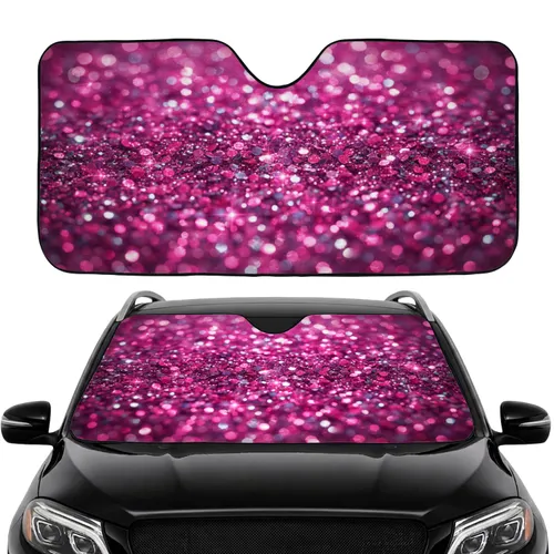 Sparkling Holographic Glitter Flakes - Iridescent Magenta Fuchsia Car Interior Decor Car Sunshade