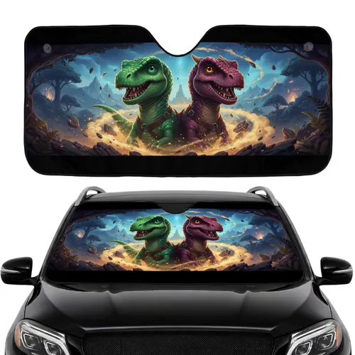 Dinosaurs Prehistoric Jungle Adventure - Fantasy Lover Gift for Dinosaur Fans Car Sunshade