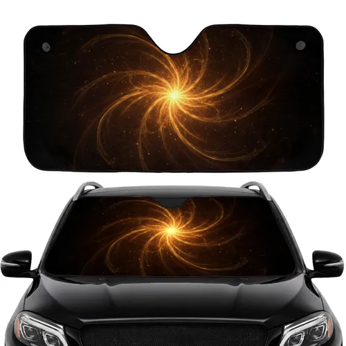 Radiant Golden Orange Fractal Starburst Energy Swirls - Cosmic Void Light Display Gift Car Sunshade