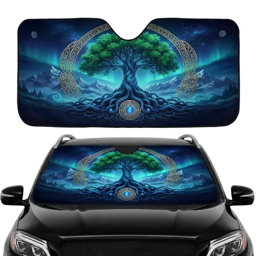 Yggdrasil Tree of Life Celtic Knot - Spiritual Car Decor Gift Car Sunshade