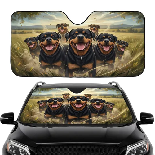 Rottweiler Dogs Pack Adventure - Dog Lover Gift for Pet Parents Car Sunshade