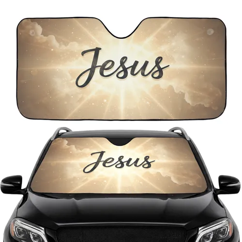 Jesus Divine Light Celestial Clouds - Christian Faith Inspiration Gift Car Sunshade