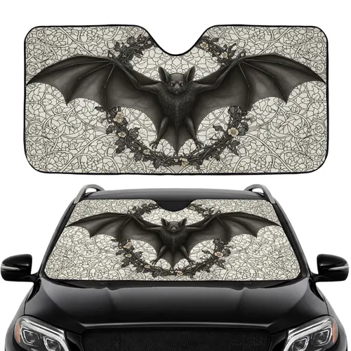 Bat Outstretched Wings Stained Glass Gothic Filigree - Dark Fantasy Car Decor Gift Car Sunshade