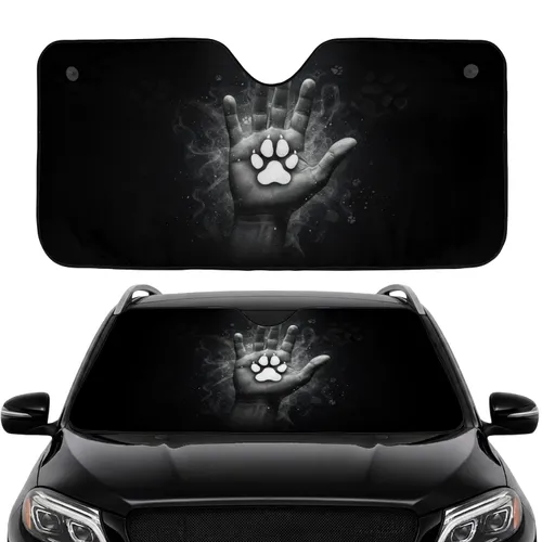 Human Handprint Canine Paw Print Ethereal Smoke Dark Void - Dog Lover Gift Car Sunshade